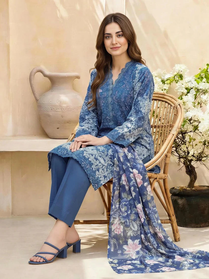 3 Piece Lawn Suit- Printed (Unstitched)