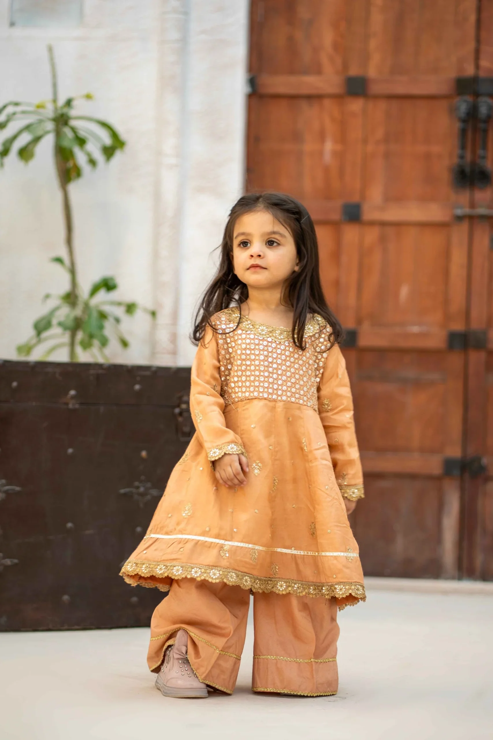 Stitched Embroidered 3pc. Peachy Kids (Ready-To-wear)