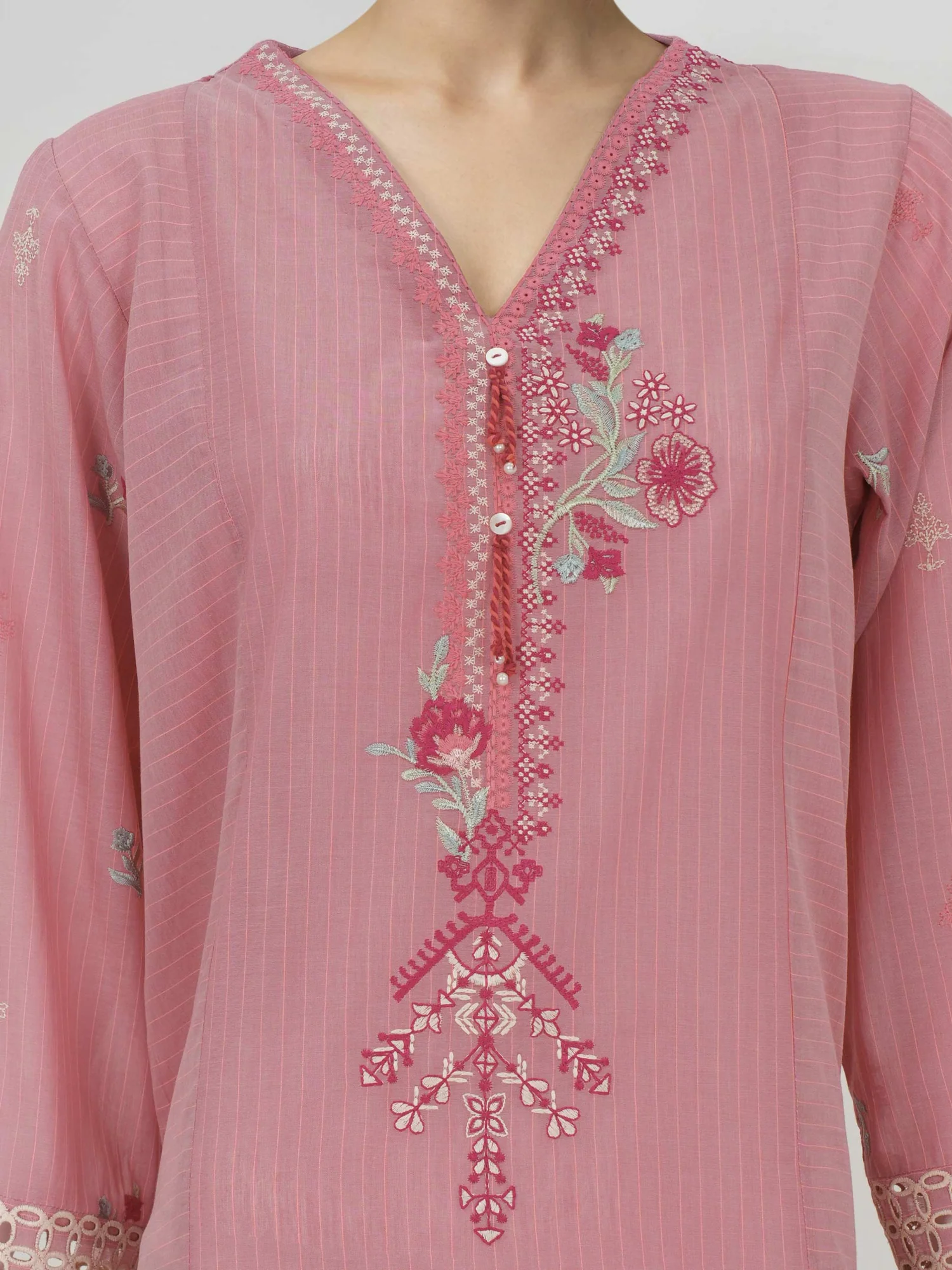 2 Piece Yarn Dyed Suit- Embroidered
