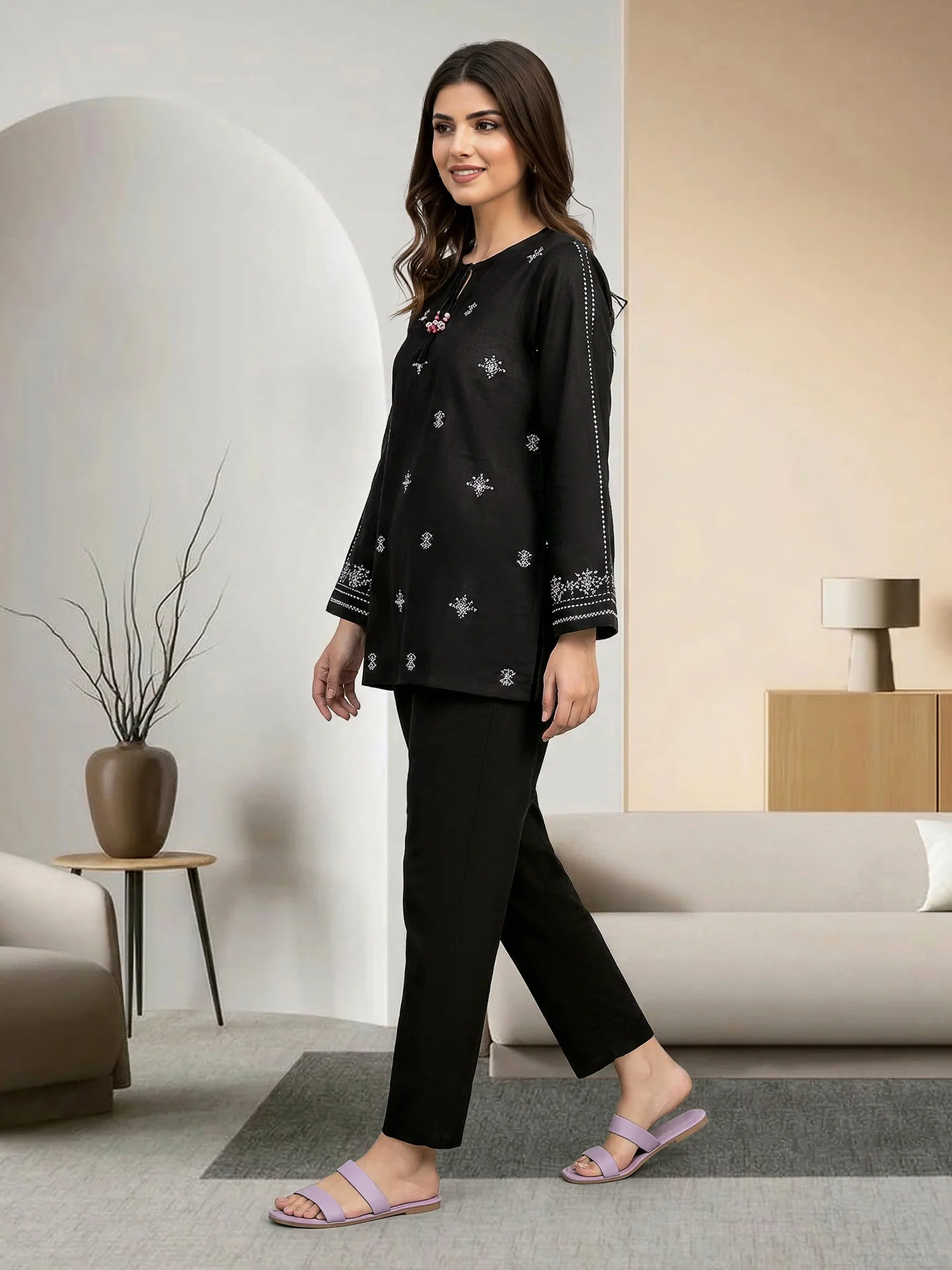 Lawn Slub Shirt- Embroidered