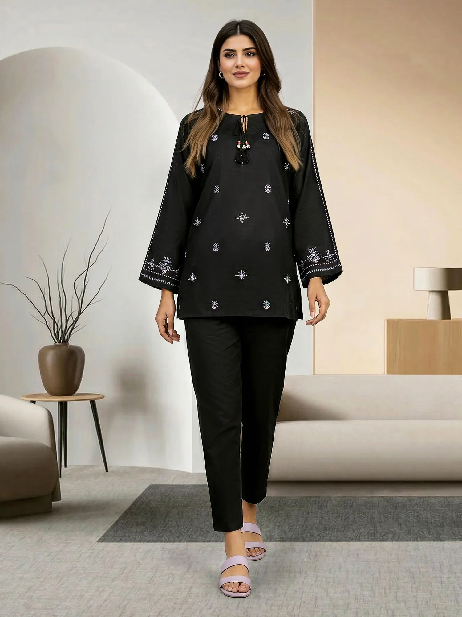 Lawn Slub Shirt- Embroidered