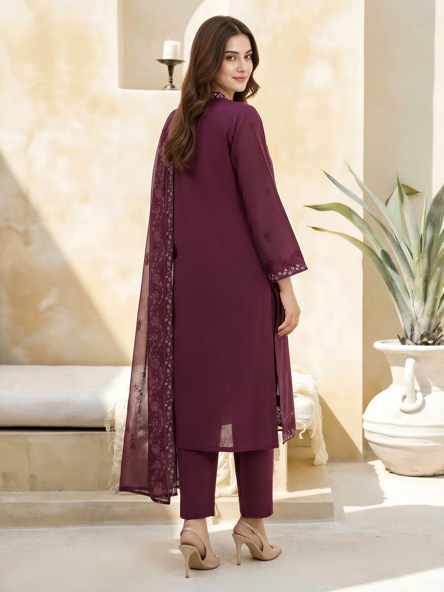 3 Piece jacquard Suit-Embroidered
