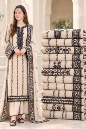3 Piece – Embroidered Premium Dhanak Suit