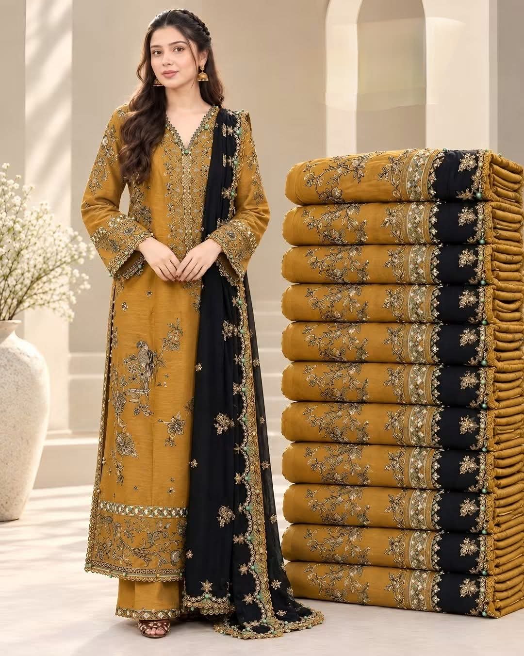3 Piece - Embroidered Premium Dhanak Suit