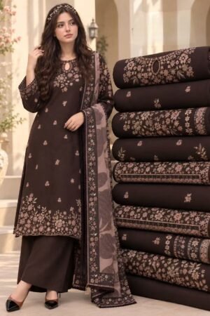 3 Piece – Embroidered Premium Dhanak Suit