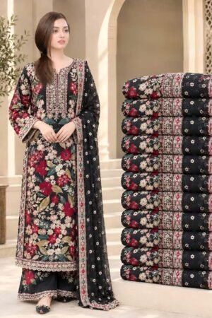 3 Piece – Embroidered Premium Dhanak Suit