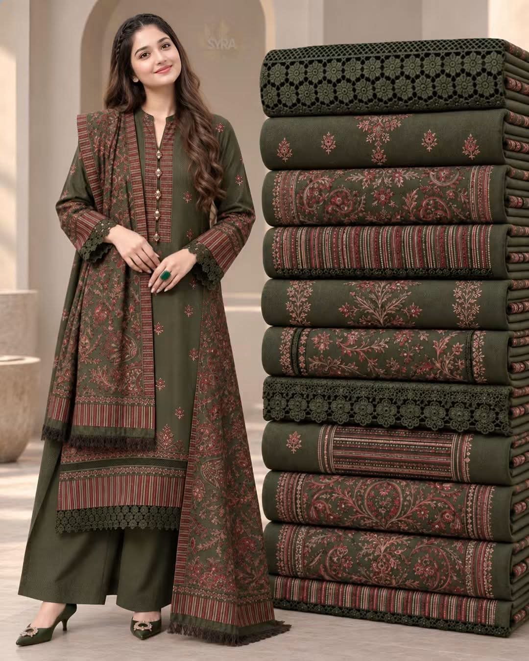 3 Piece - Embroidered Premium Dhanak Suit