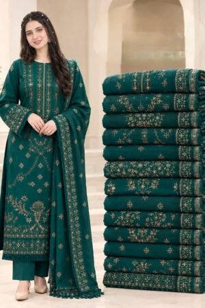 3 Piece – Embroidered Premium Dhanak Suit