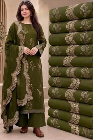 3 Piece – Embroidered Premium Dhanak Suit